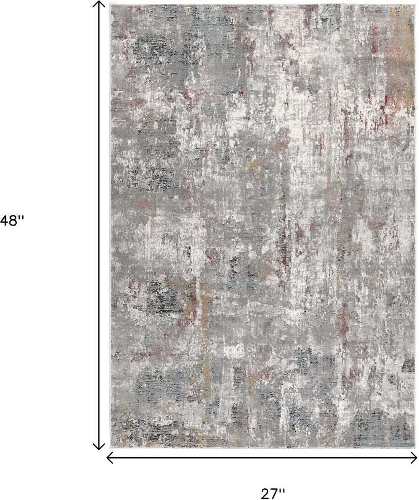 Gray And Ivory Abstract Area Rug Photo 8