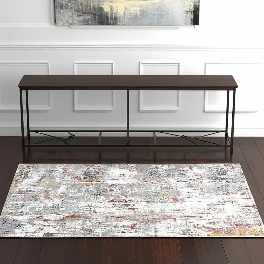 Gray And Ivory Abstract Area Rug Photo 1