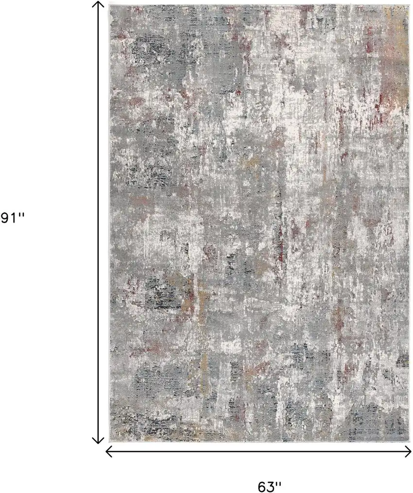 Gray And Ivory Abstract Area Rug Photo 3