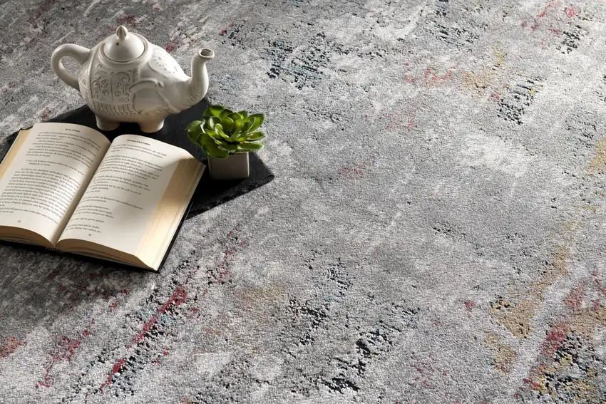 Gray and Ivory Abstract Area Rug Photo 1