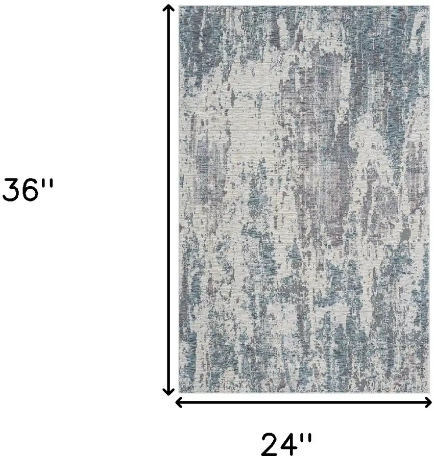 Gray and Ivory Abstract Area Rug Photo 3