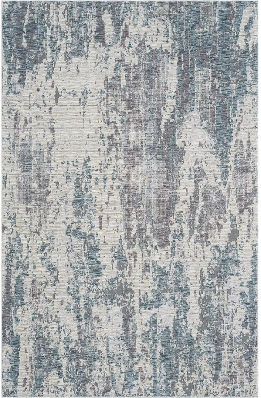 Gray and Ivory Abstract Area Rug Photo 2