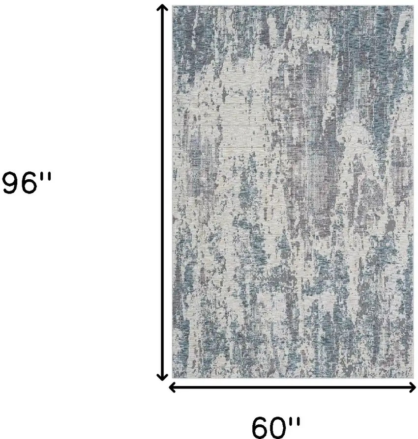 Gray and Ivory Abstract Area Rug Photo 3