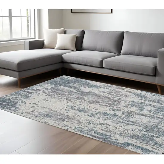 Gray and Ivory Abstract Area Rug Photo 1
