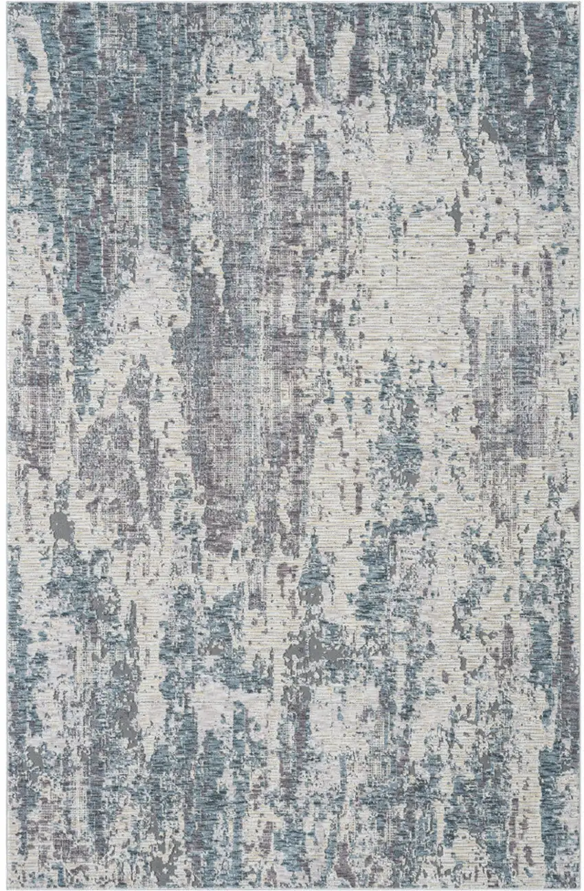 Gray and Ivory Abstract Area Rug Photo 6