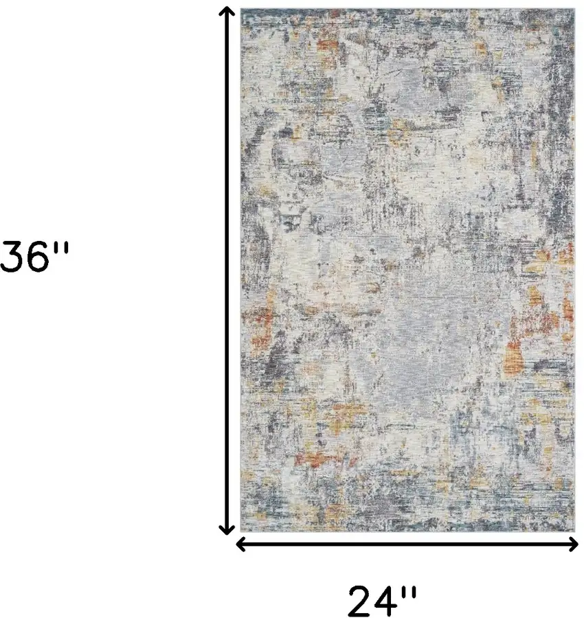 Gray and Ivory Abstract Area Rug Photo 3