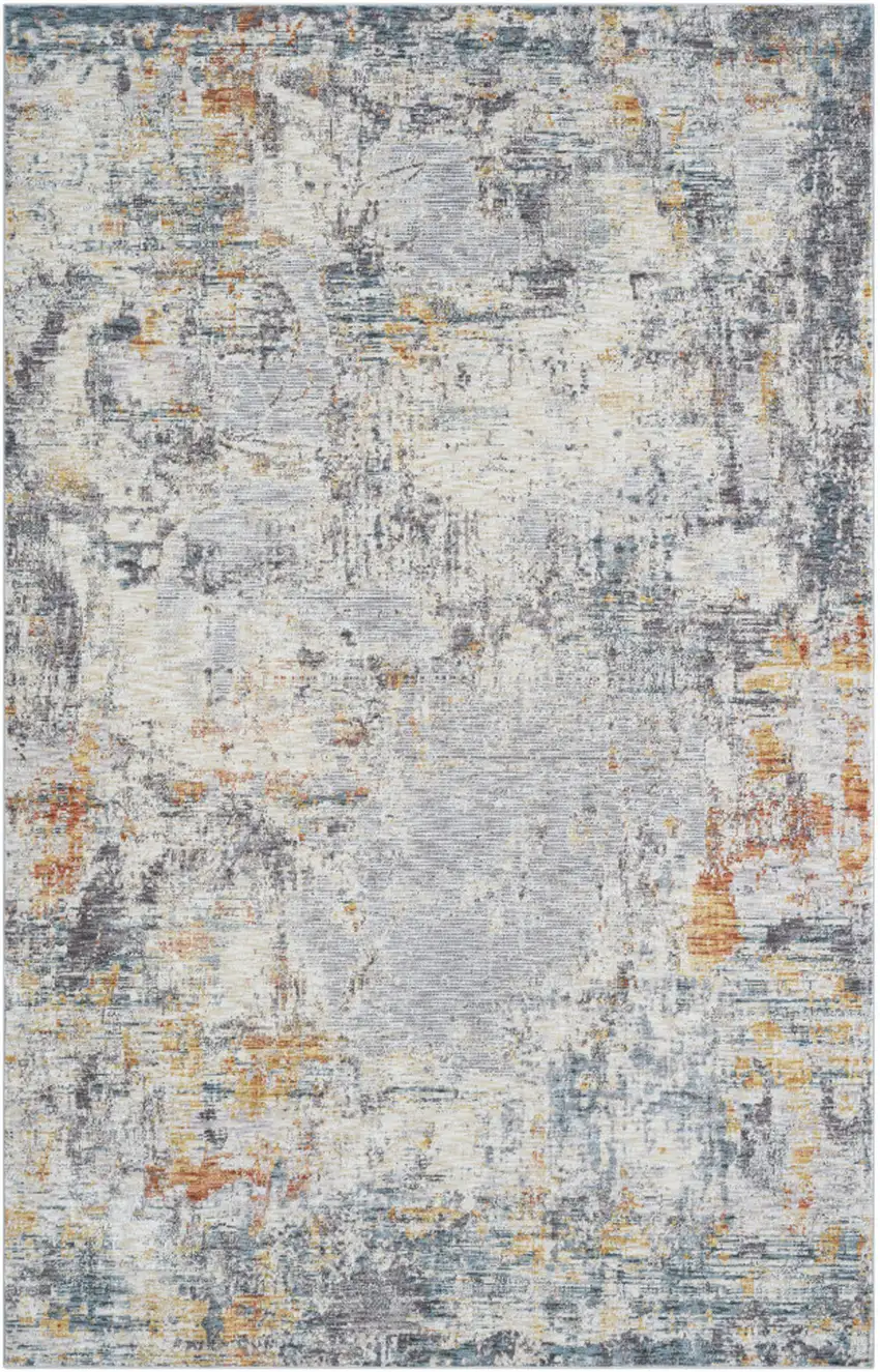 Gray and Ivory Abstract Area Rug Photo 2