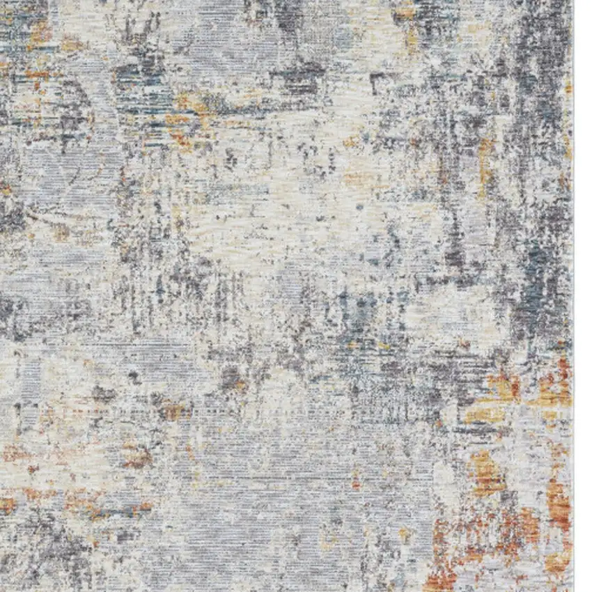 Gray and Ivory Abstract Area Rug Photo 6