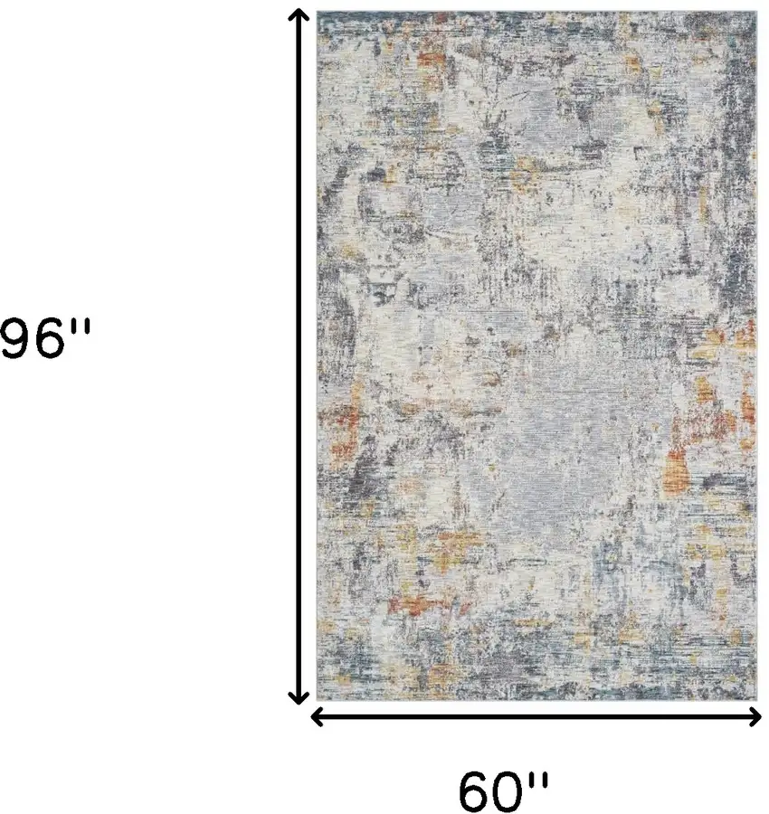 Gray and Ivory Abstract Area Rug Photo 3