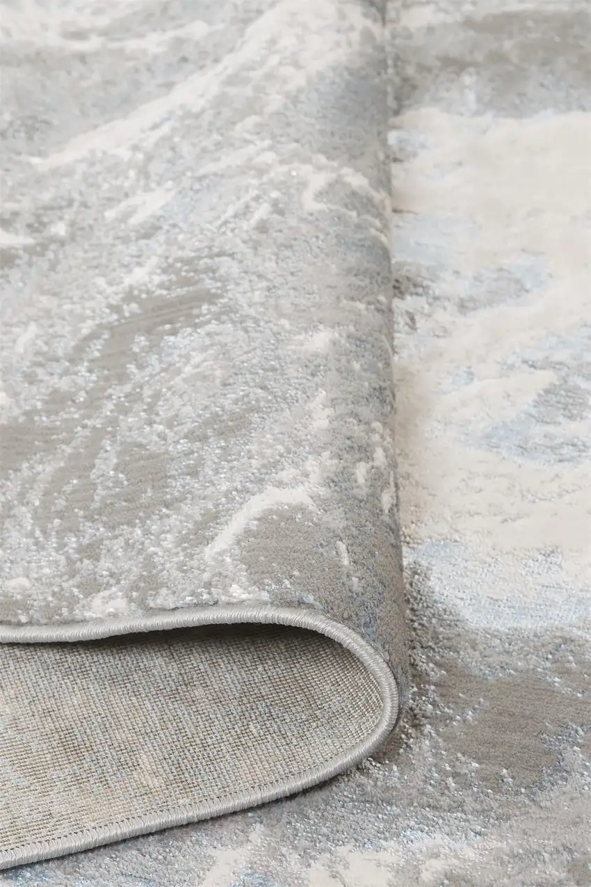 Gray and Ivory Abstract Area Rug Photo 6