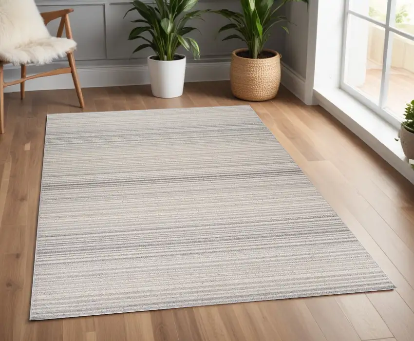 Gray and Ivory Abstract Area Rug Photo 1