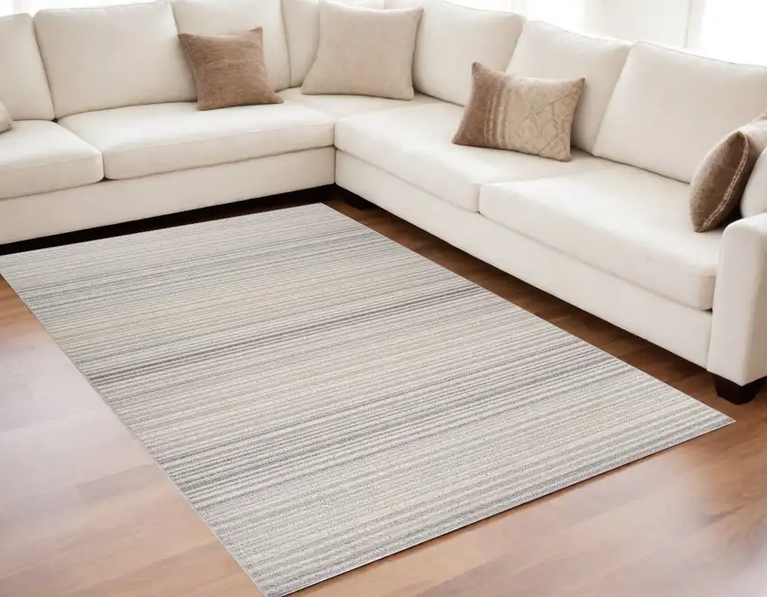 Gray and Ivory Abstract Area Rug Photo 1