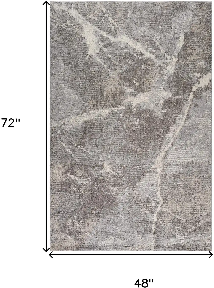 Gray and Ivory Abstract Area Rug Photo 3