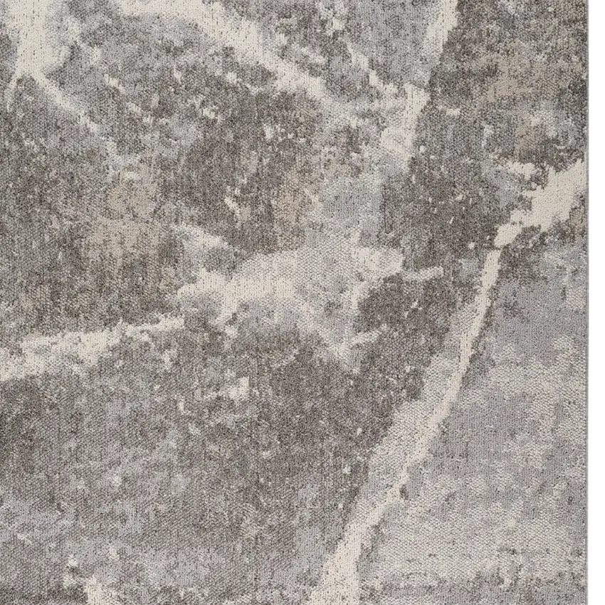 Gray and Ivory Abstract Area Rug Photo 8