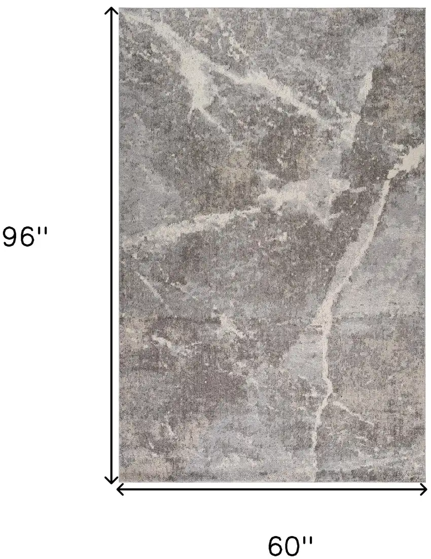Gray and Ivory Abstract Area Rug Photo 3