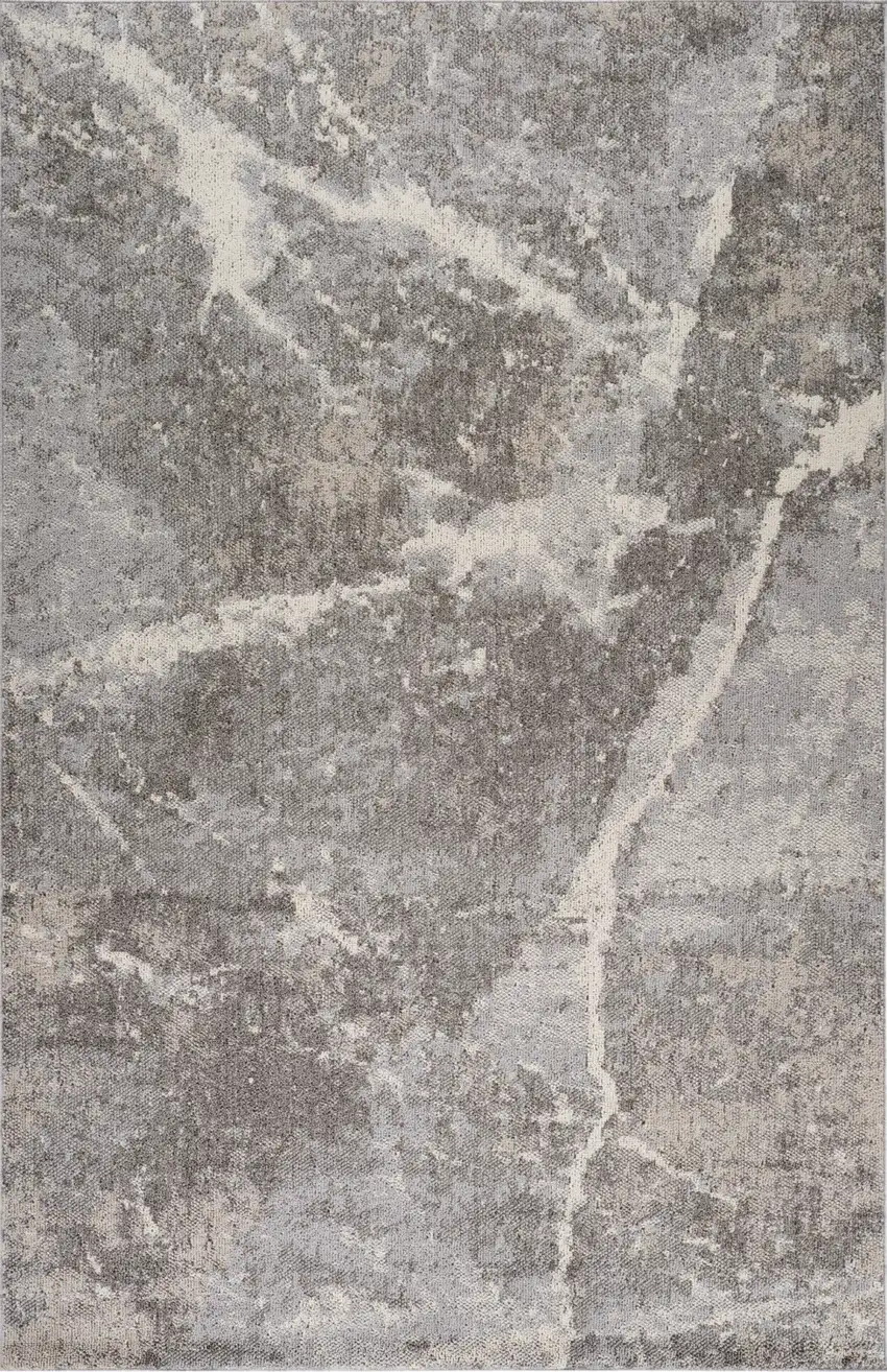 Gray and Ivory Abstract Area Rug Photo 2