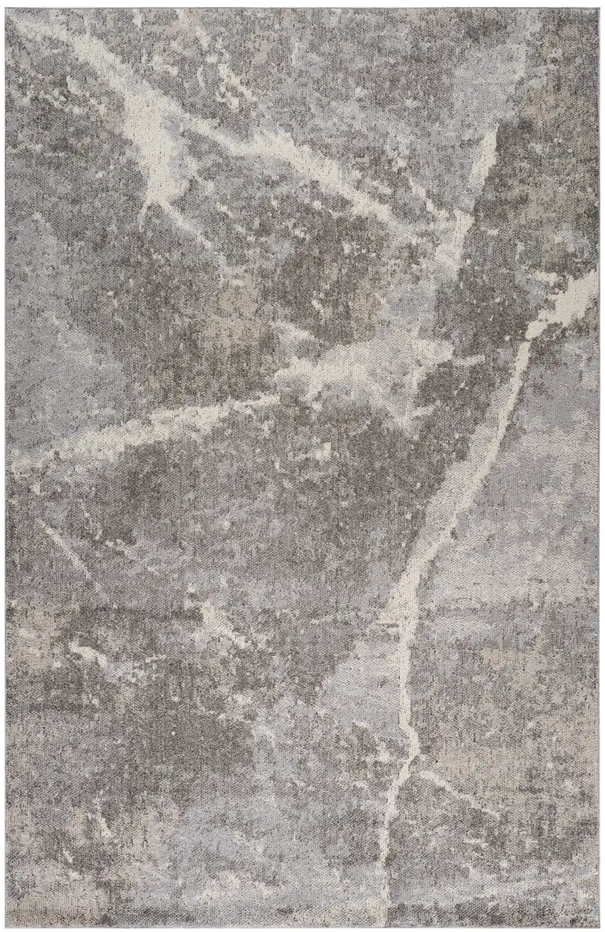 Gray and Ivory Abstract Area Rug Photo 2