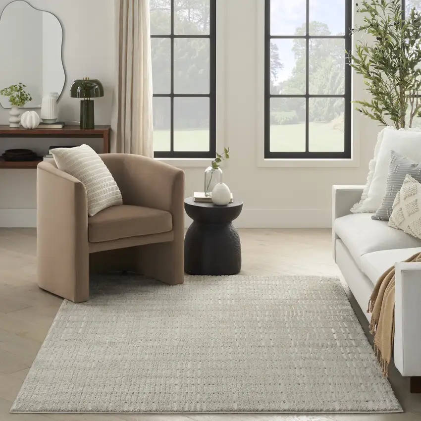 Gray and Ivory Abstract Area Rug Photo 7