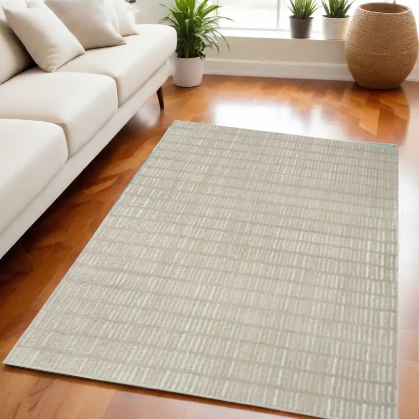 Gray and Ivory Abstract Area Rug Photo 1