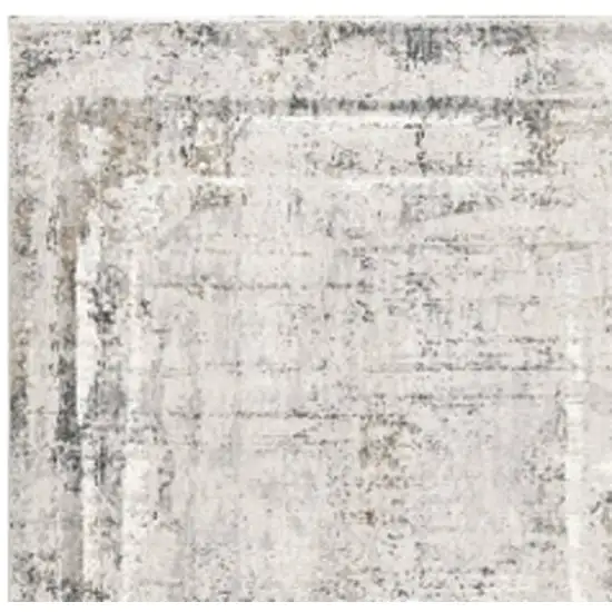 Gray and Ivory Abstract Power Loom Area Rug Photo 8