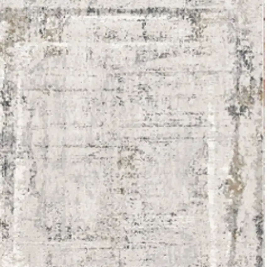 Gray and Ivory Abstract Power Loom Area Rug Photo 9