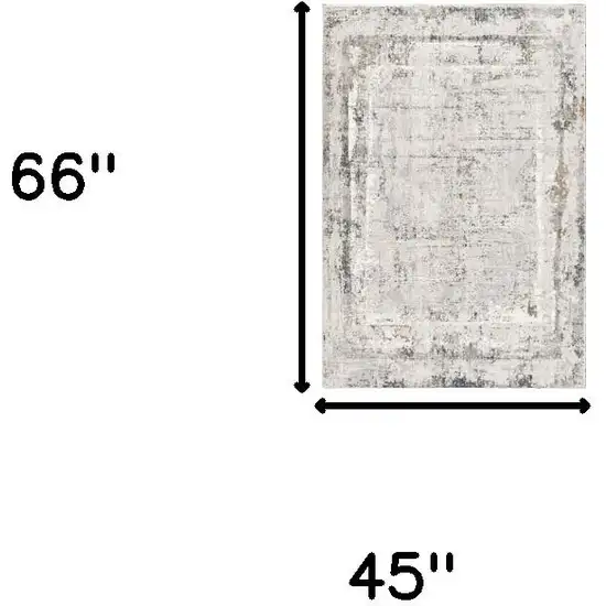 Gray and Ivory Abstract Power Loom Area Rug Photo 9