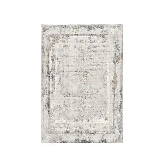 Gray and Ivory Abstract Power Loom Area Rug Photo 2