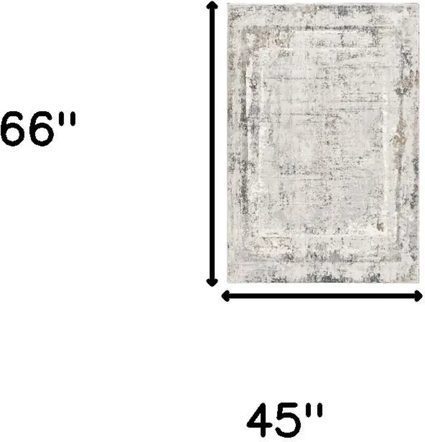 Gray and Ivory Abstract Power Loom Area Rug Photo 3