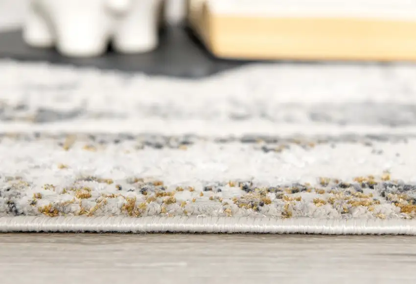 Gray and Ivory Abstract Distressed Area Rug Photo 6