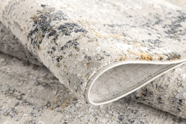 Gray and Ivory Abstract Distressed Area Rug Photo 4
