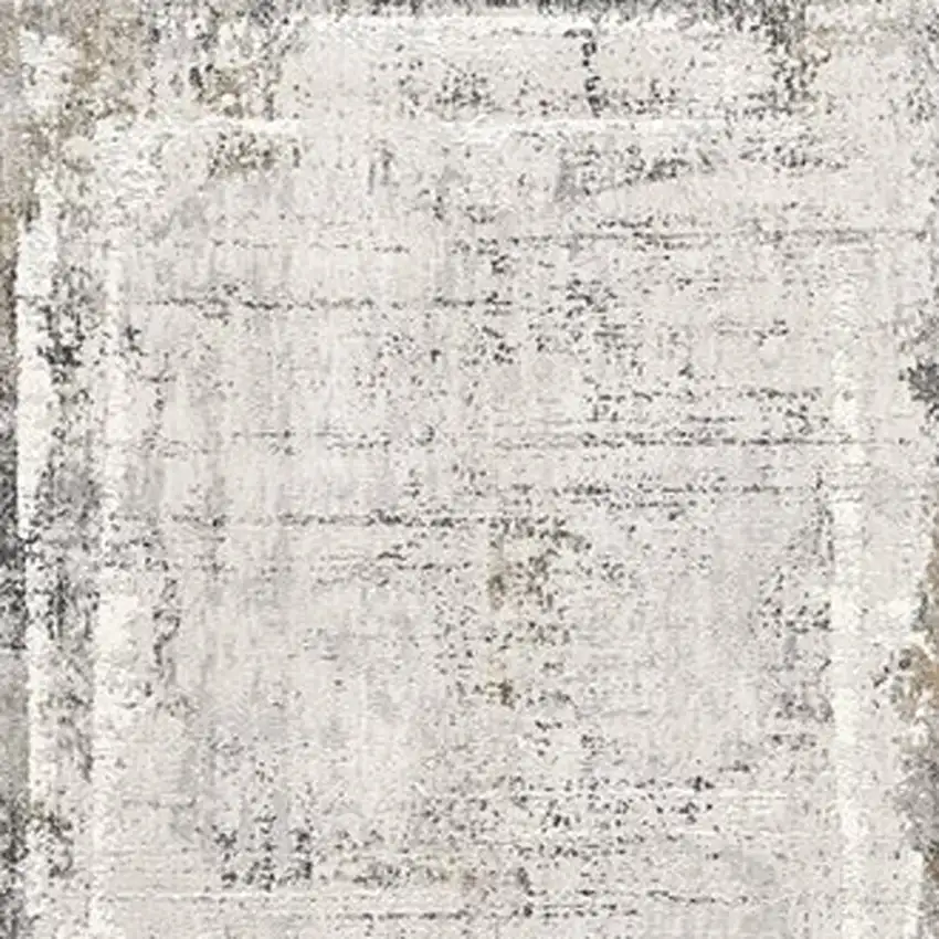 Gray and Ivory Abstract Power Loom Area Rug Photo 4