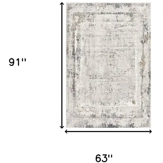 Gray and Ivory Abstract Power Loom Area Rug Photo 8