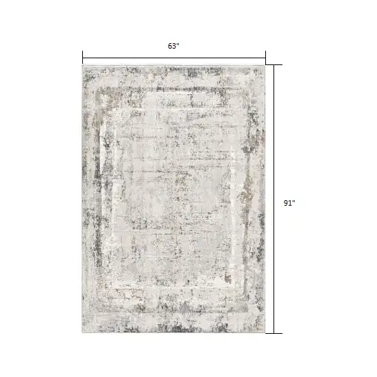 Gray and Ivory Abstract Distressed Area Rug Photo 1