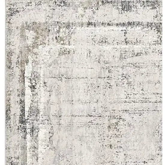 Gray and Ivory Abstract Power Loom Area Rug Photo 3