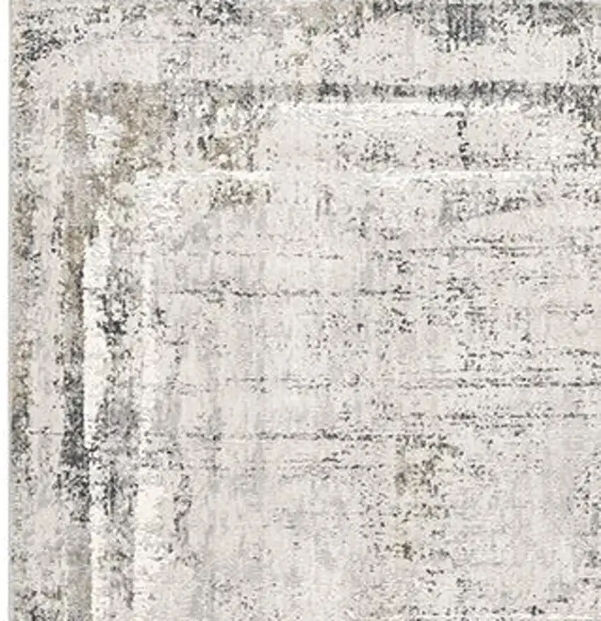 Gray and Ivory Abstract Power Loom Area Rug Photo 3