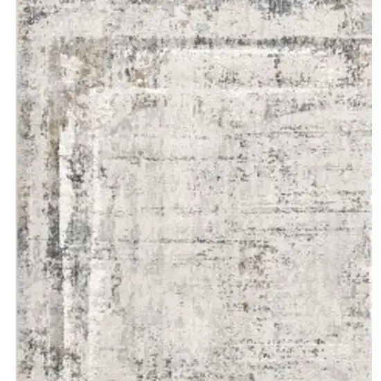 Gray and Ivory Abstract Power Loom Area Rug Photo 4