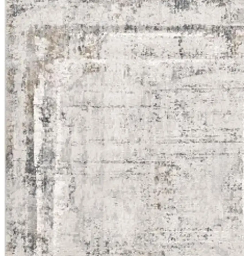 Gray and Ivory Abstract Power Loom Area Rug Photo 4