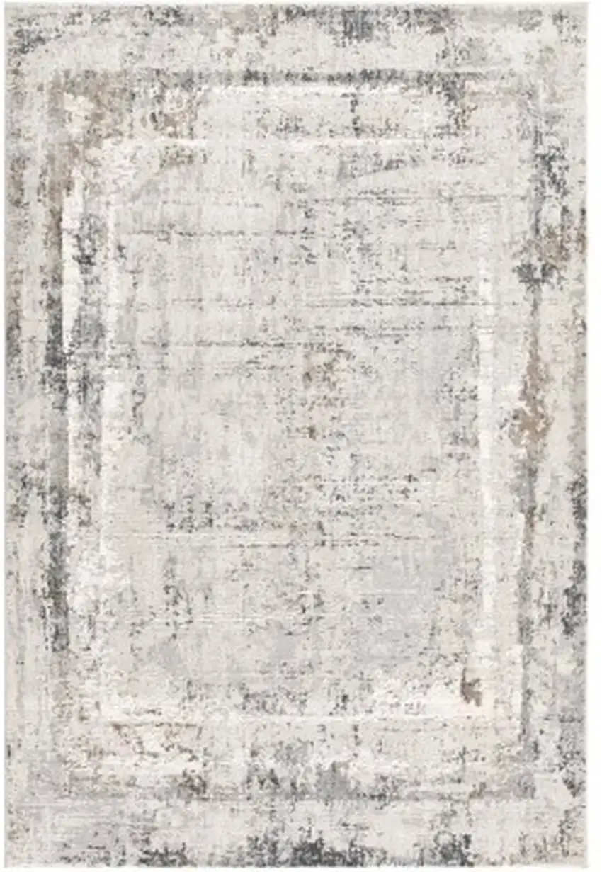 Gray and Ivory Abstract Power Loom Area Rug Photo 2