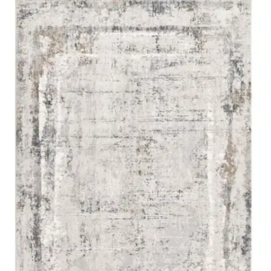 Gray and Ivory Abstract Power Loom Area Rug Photo 5
