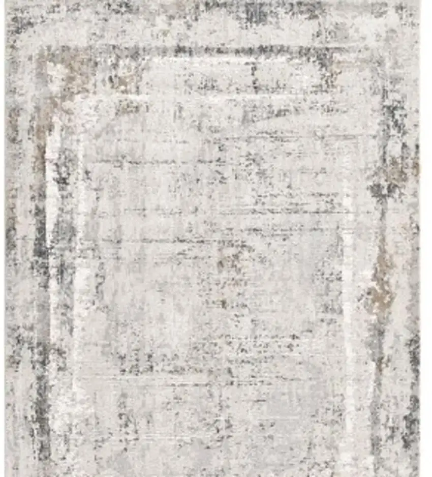 Gray and Ivory Abstract Power Loom Area Rug Photo 5