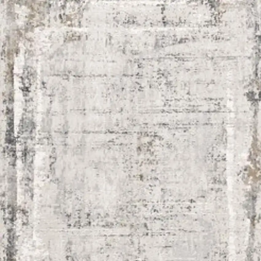 Gray and Ivory Abstract Power Loom Area Rug Photo 4