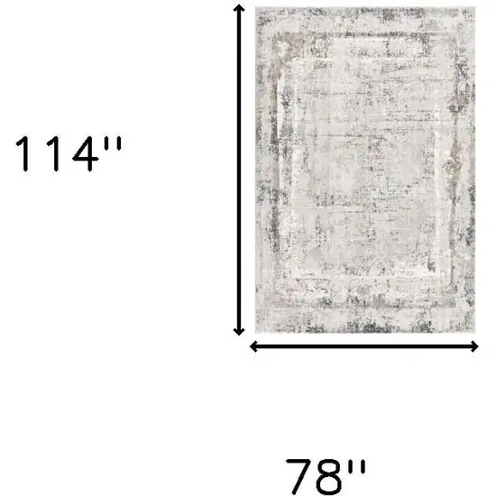 Gray and Ivory Abstract Power Loom Area Rug Photo 3