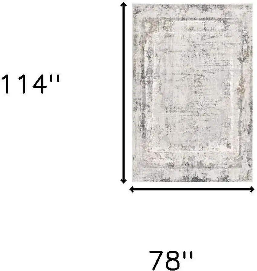 Gray and Ivory Abstract Power Loom Area Rug Photo 3