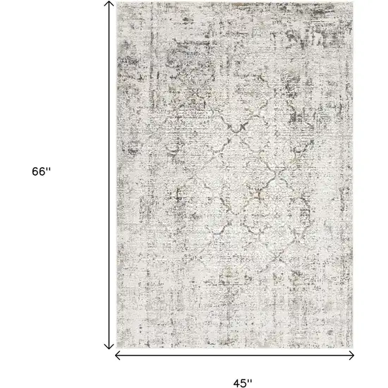 Gray and Ivory Abstract Power Loom Area Rug Photo 3