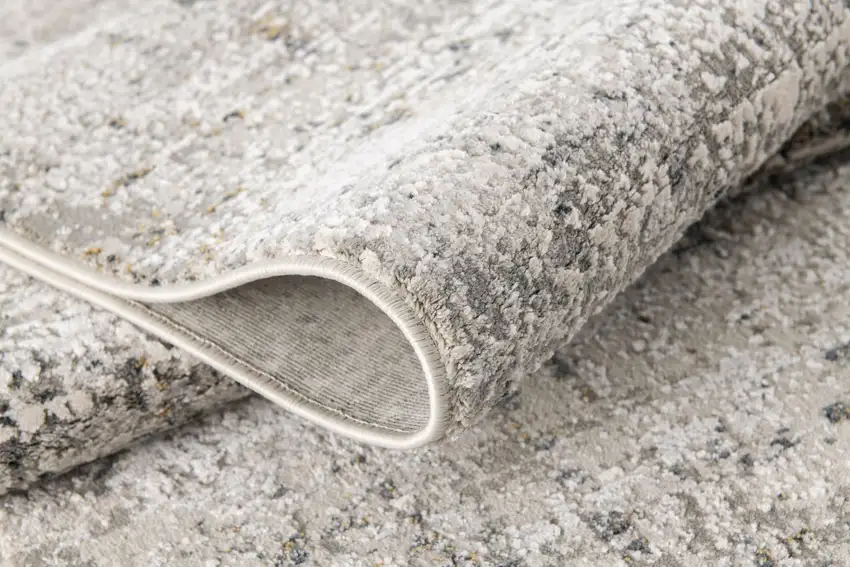 Gray and Ivory Abstract Power Loom Area Rug Photo 7