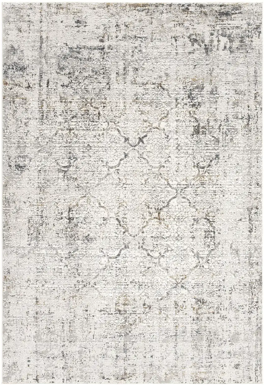 Gray and Ivory Abstract Area Rug Photo 1