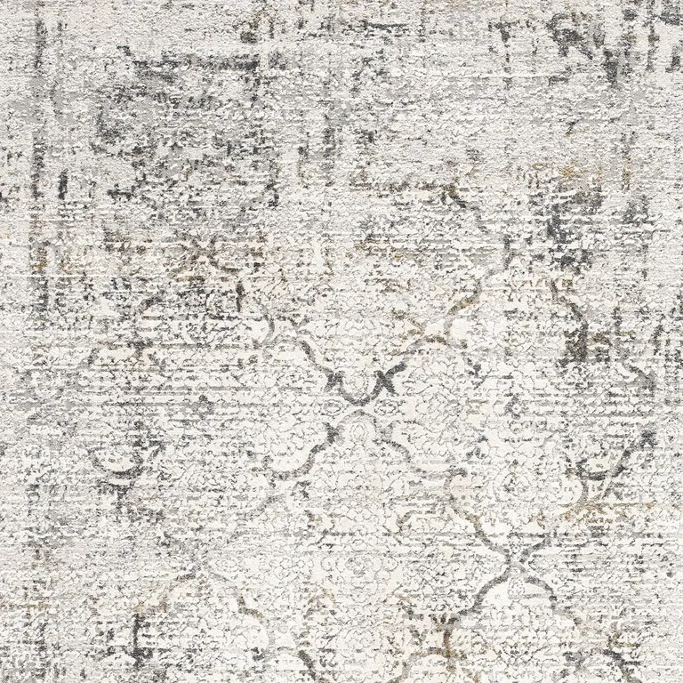 Gray and Ivory Abstract Distressed Area Rug Photo 1