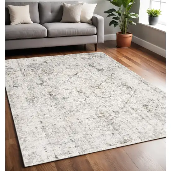 Gray and Ivory Abstract Area Rug Photo 2