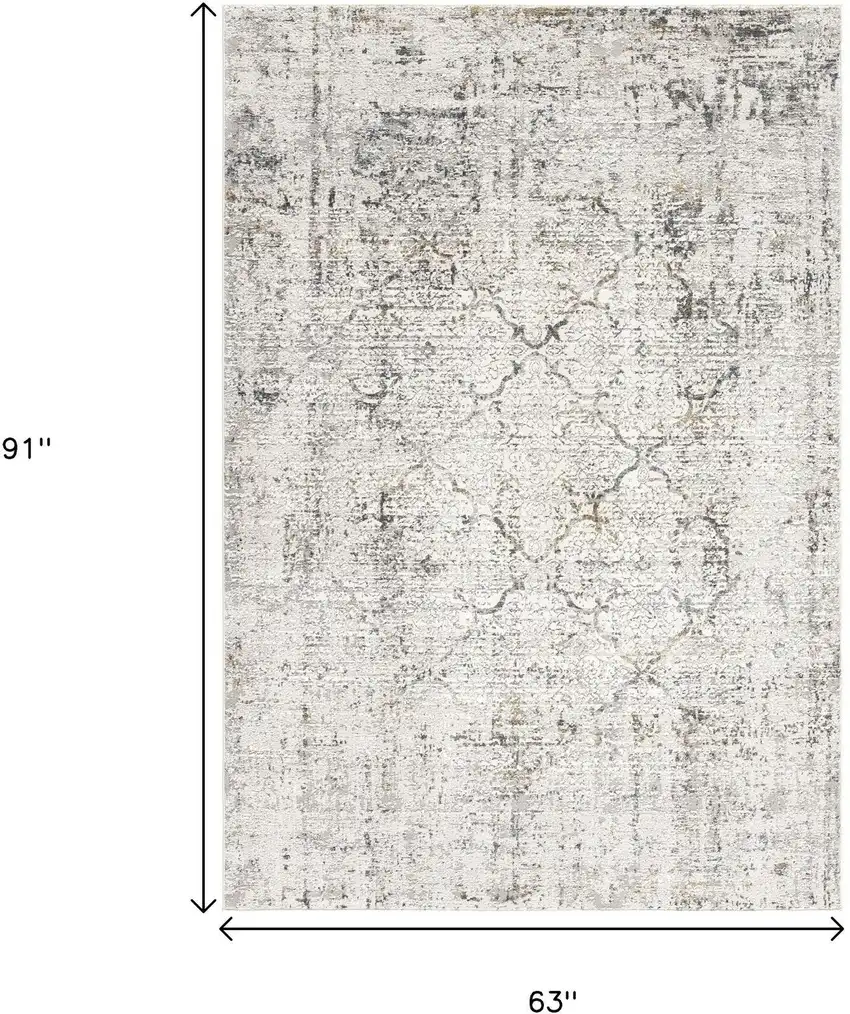 Gray and Ivory Abstract Area Rug Photo 9