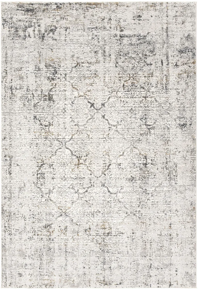 Gray and Ivory Abstract Distressed Area Rug Photo 4